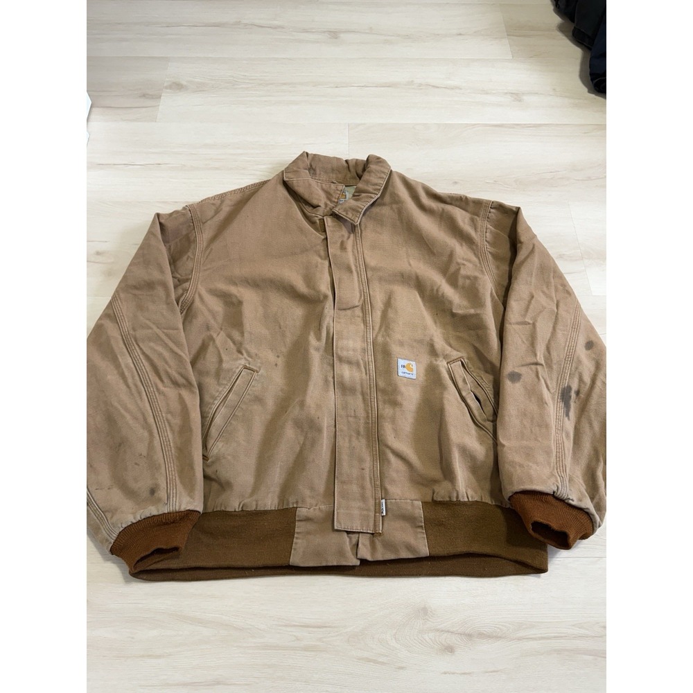 Vintage Carhartt FR Jacket Men's 2XL Distressed Duck Canvas Full Zip Made USA